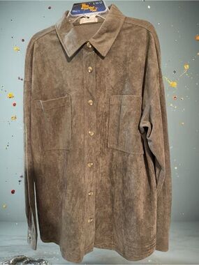Alter’d State Brown Faux Suede Button Down Shirt Jacket